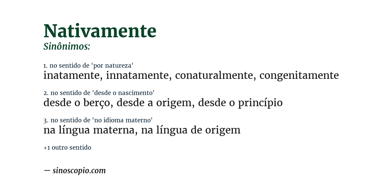 Sinônimo de nativamente
