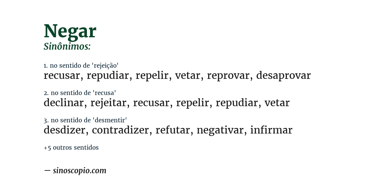 Sinônimo de negar