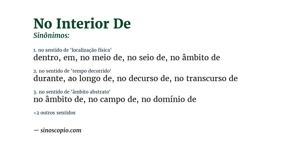Sinônimo de no interior de