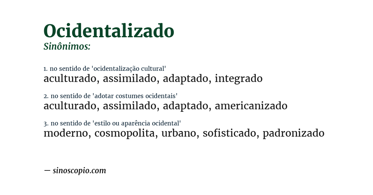 Sinônimo de ocidentalizado