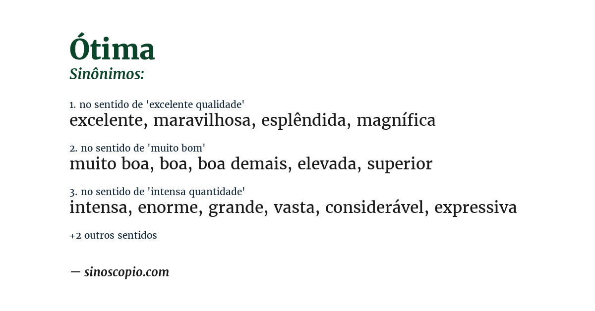 Sinônimo de ótima