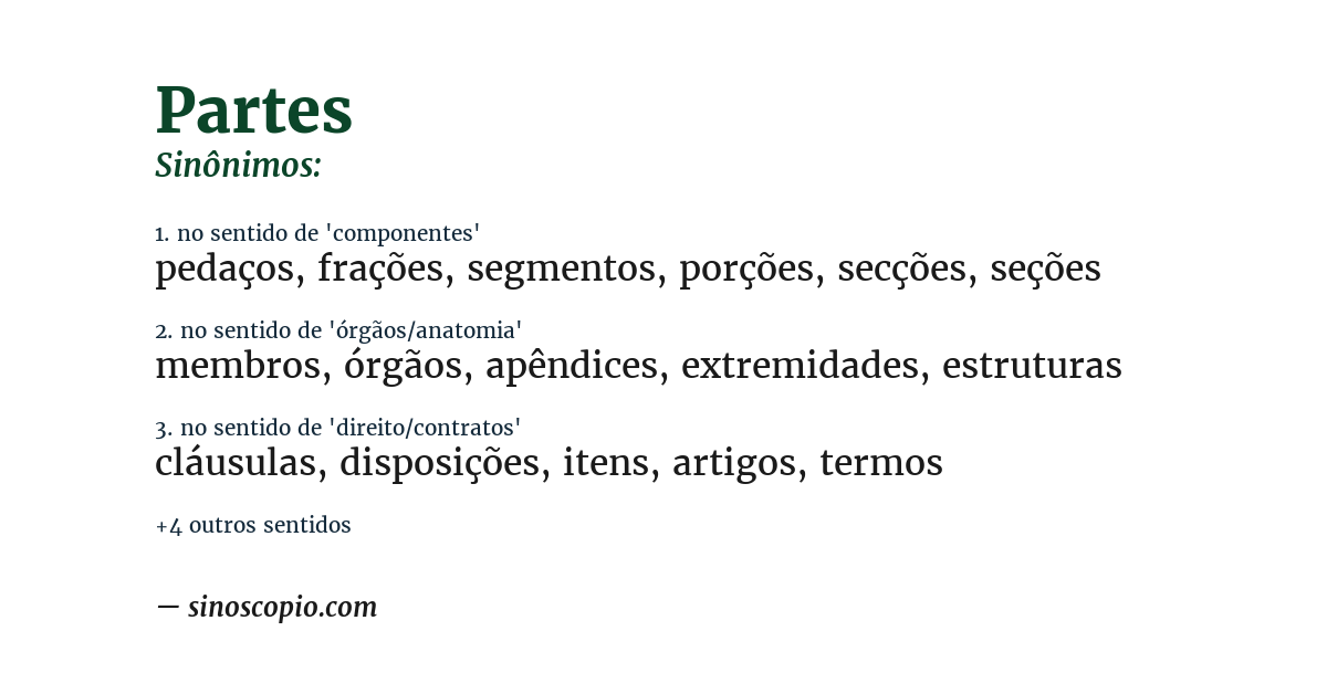 Sinônimo de partes