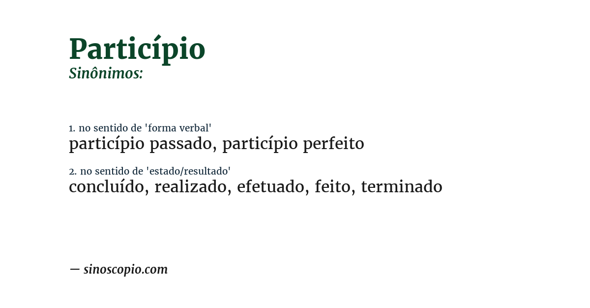 Sinônimo de particípio