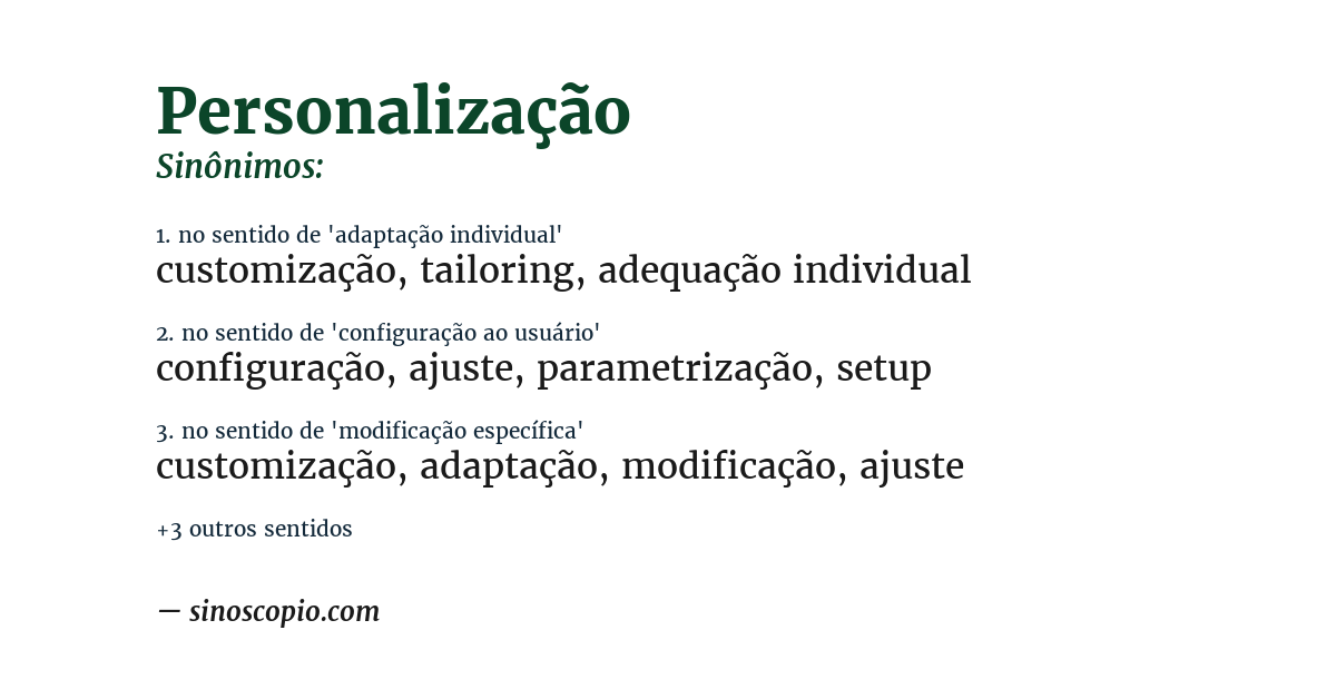 Sinônimo de personalização