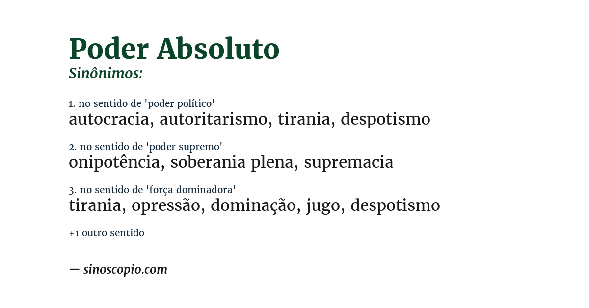 Sinônimo de poder absoluto