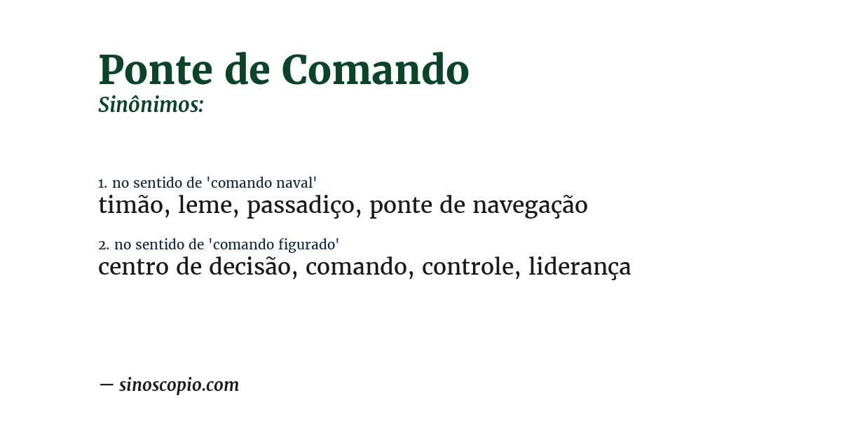 Sinônimo de ponte de comando