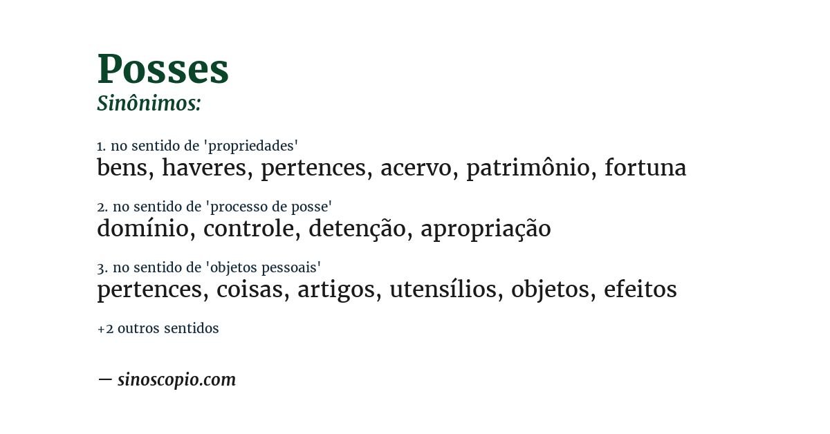 Sinônimo de posses