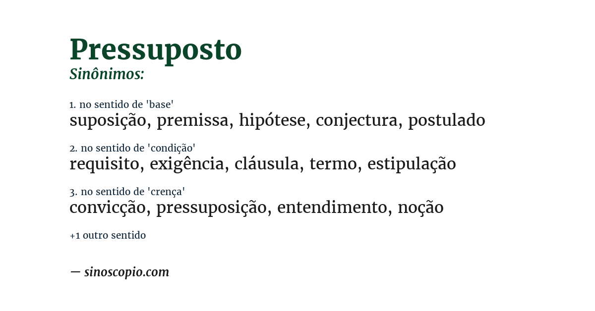 Sinônimo de pressuposto