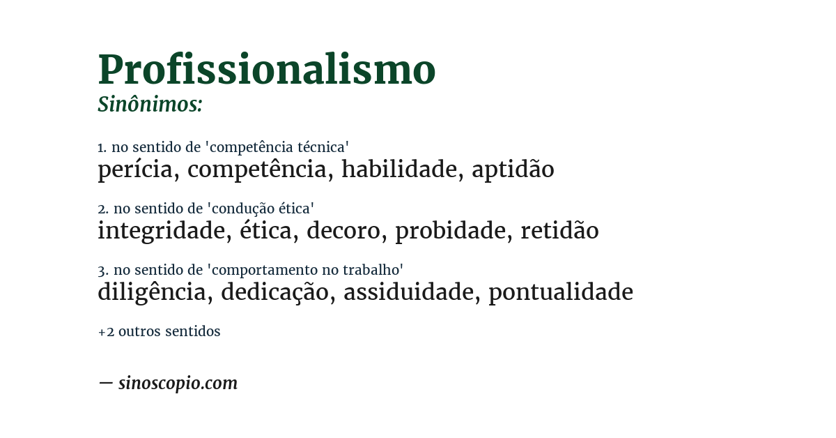 Sinônimo de profissionalismo