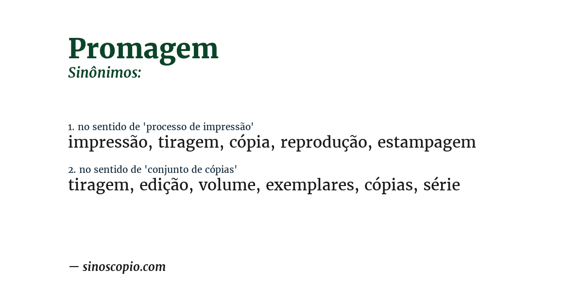 Sinônimo de promagem