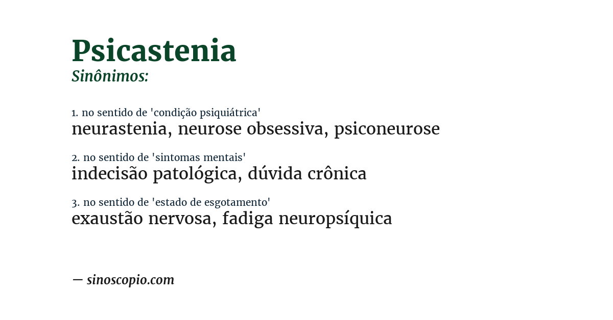 Sinônimo de psicastenia