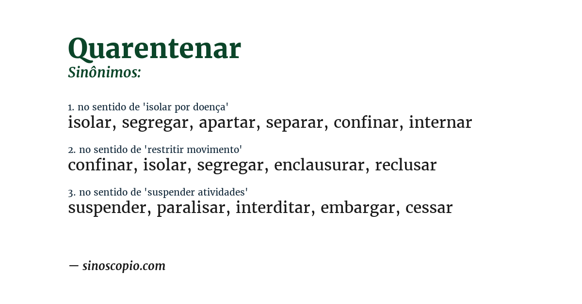Sinônimo de quarentenar