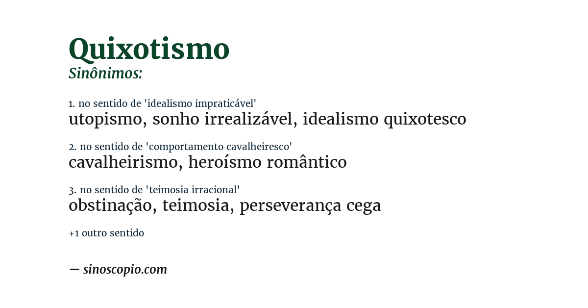 Sinônimo de quixotismo