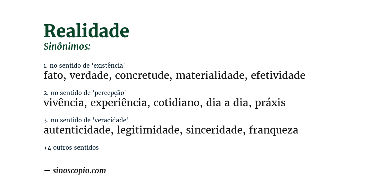Sinônimo de realidade