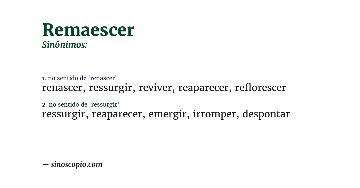 Sinônimo de remaescer