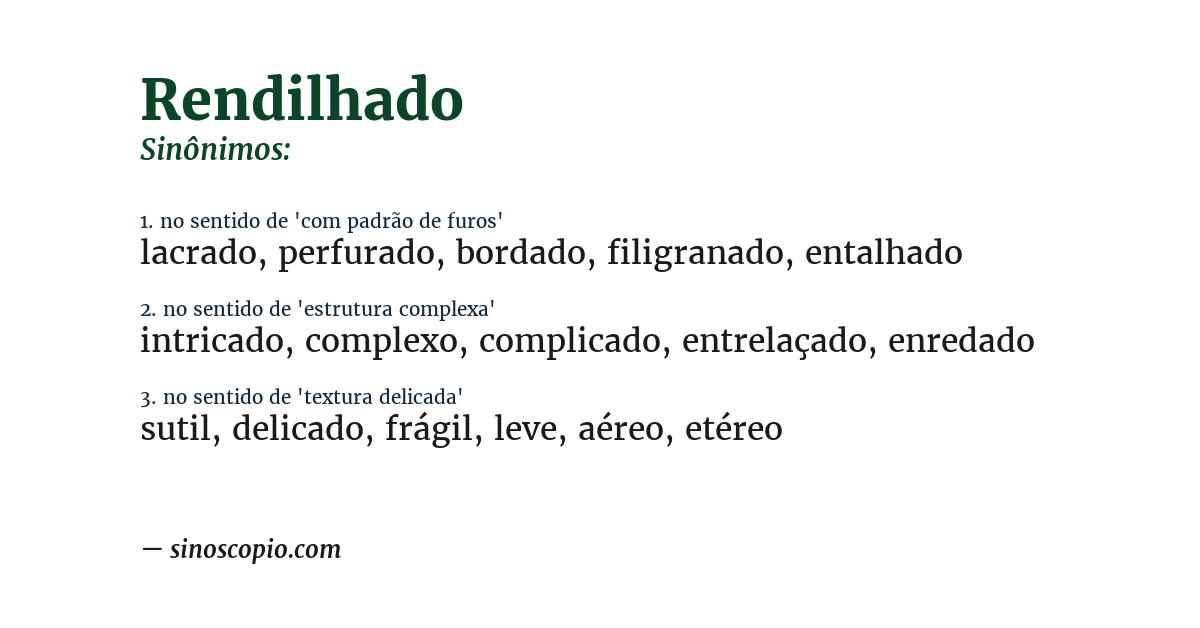 Sinônimo de rendilhado