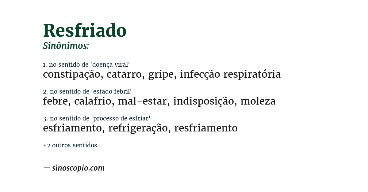 Sinônimo de resfriado