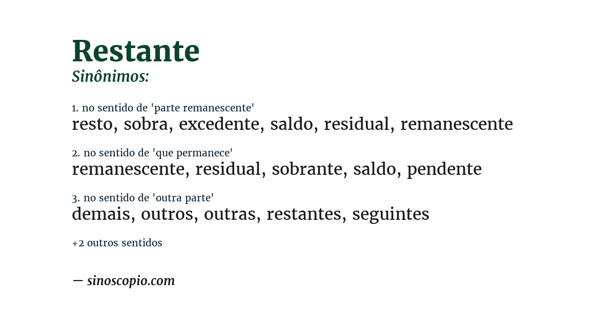 Sinônimo de restante