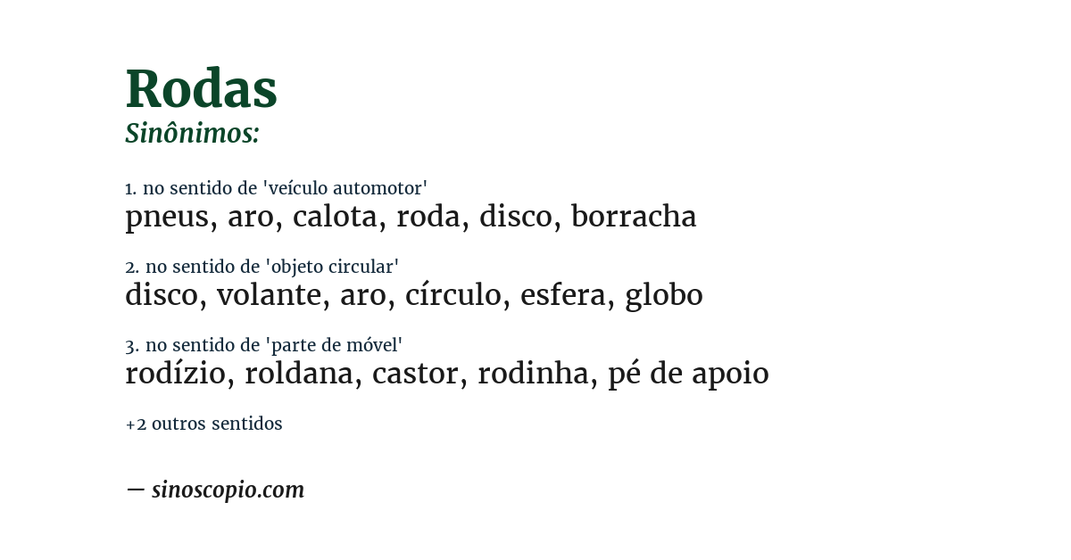 Sinônimo de rodas