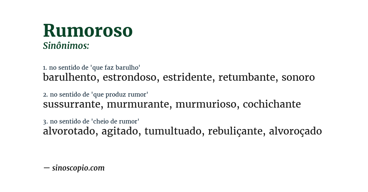 Sinônimo de rumoroso