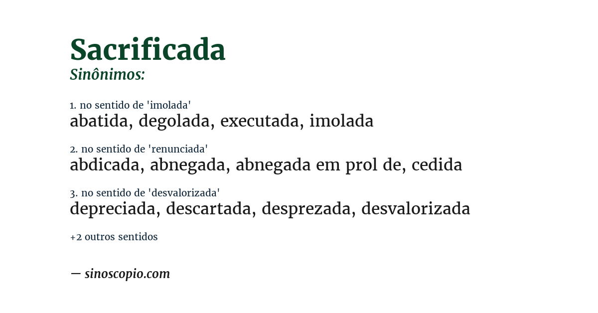 Sinônimo de sacrificada