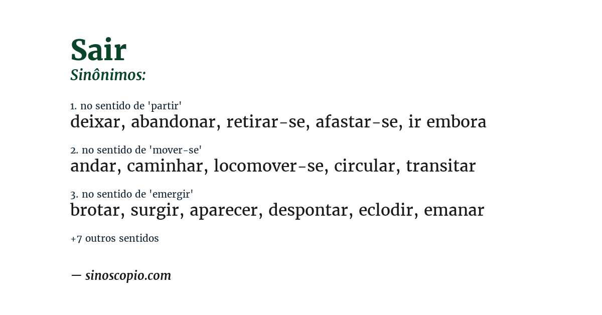 Sinônimo de sair