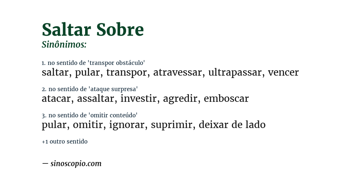 Sinônimo de saltar sobre