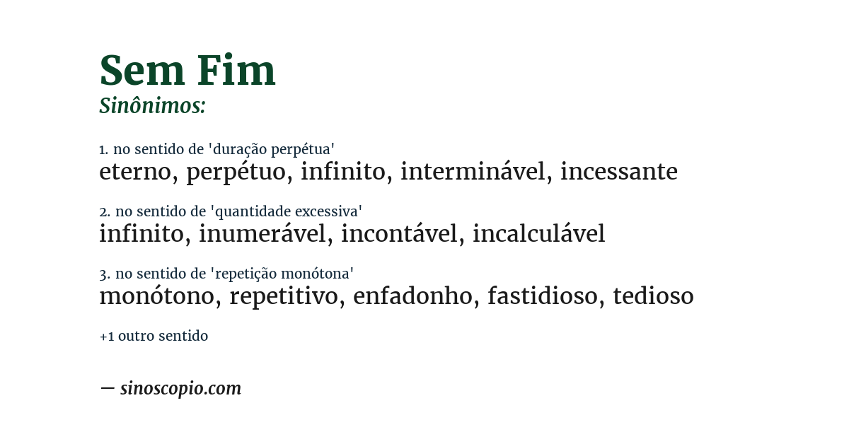 Sinônimo de sem fim