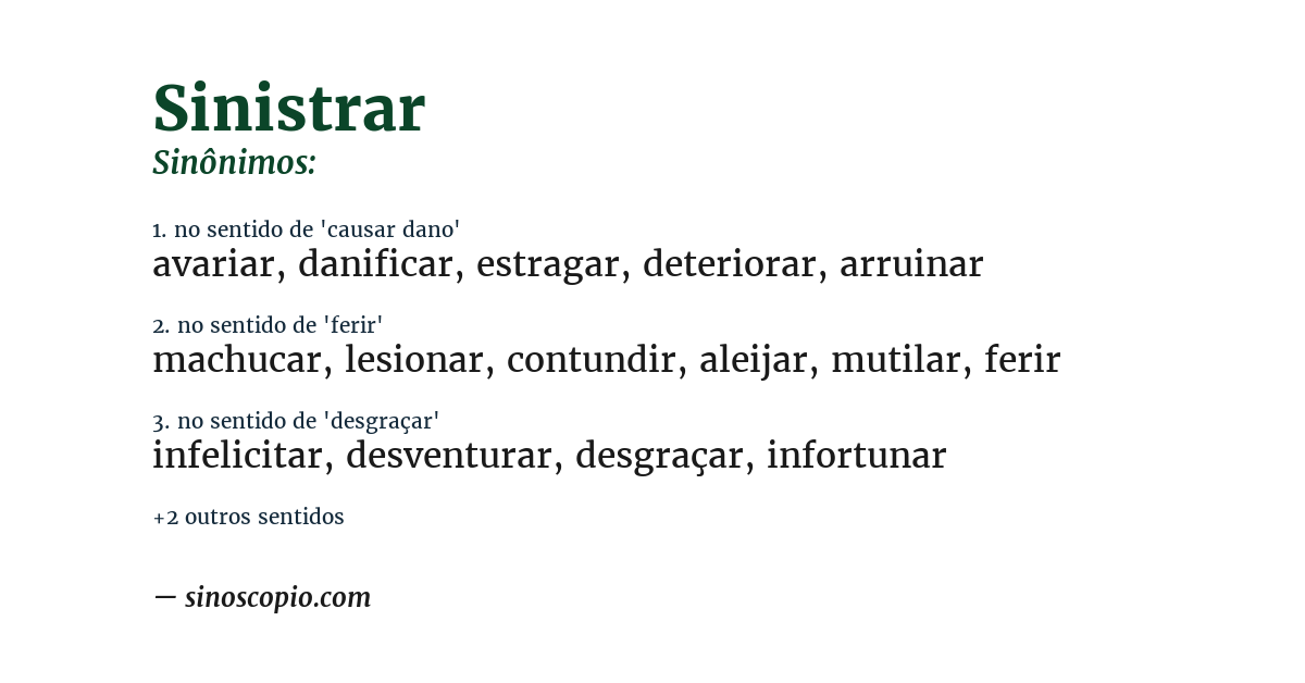 Sinônimo de sinistrar