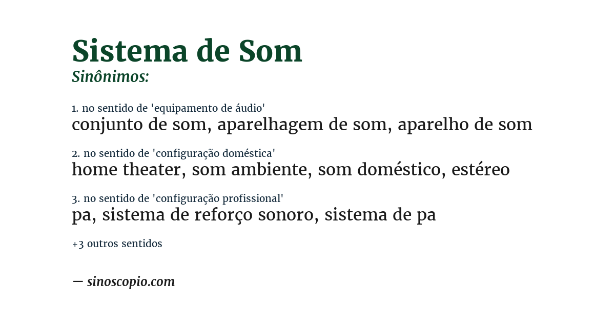 Sinônimo de sistema de som