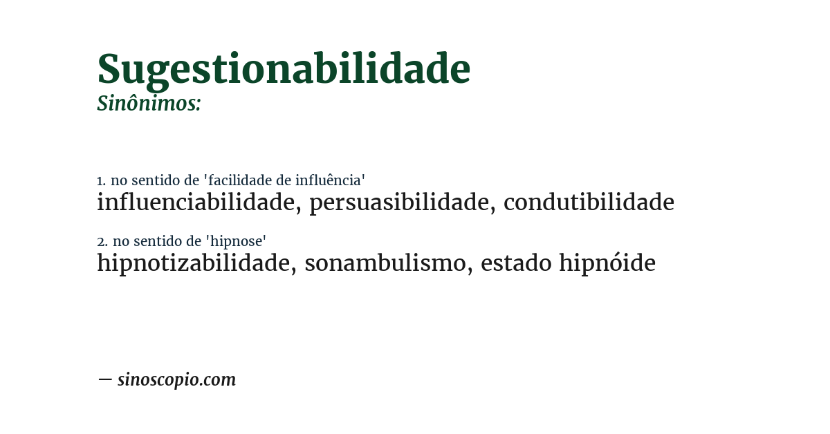 Sinônimo de sugestionabilidade