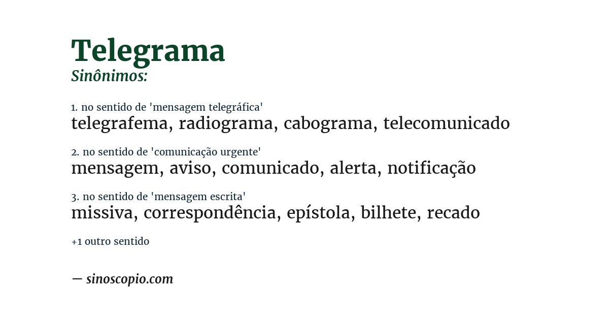Sinônimo de telegrama
