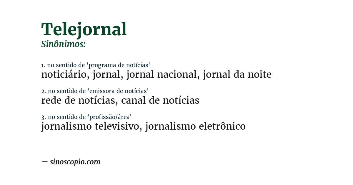 Sinônimo de telejornal