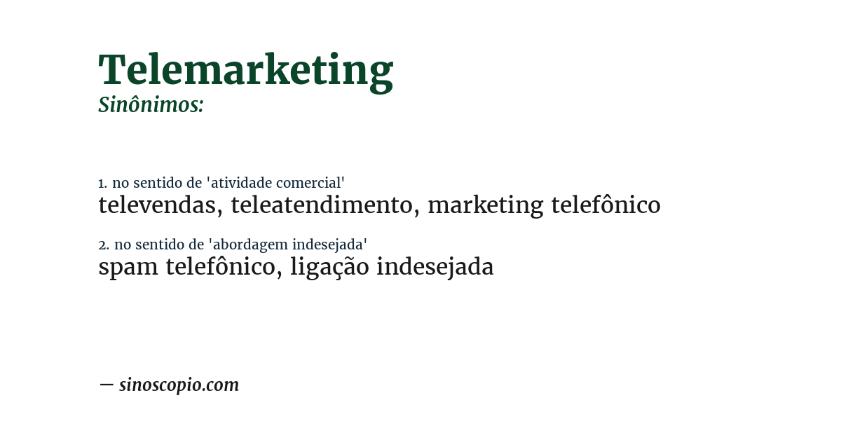 Sinônimo de telemarketing