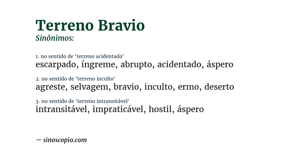 Sinônimo de terreno bravio