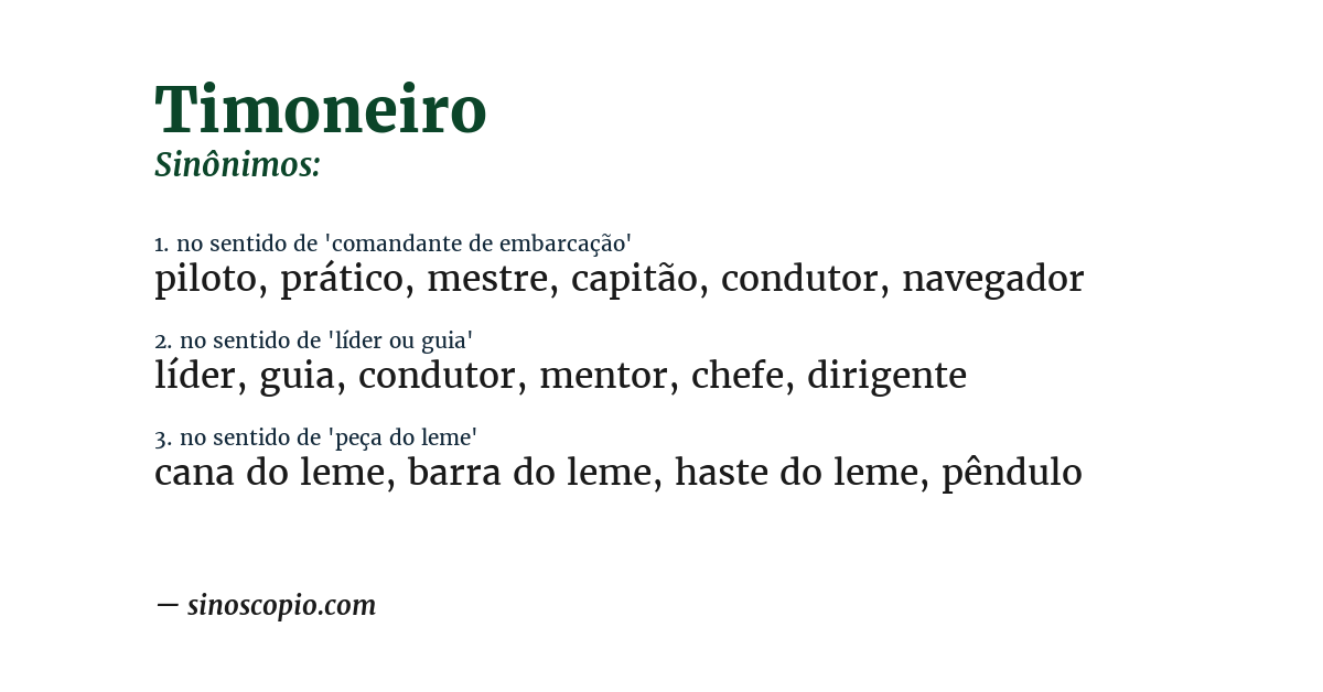 Sinônimo de timoneiro