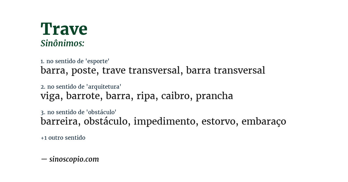 Sinônimo de trave