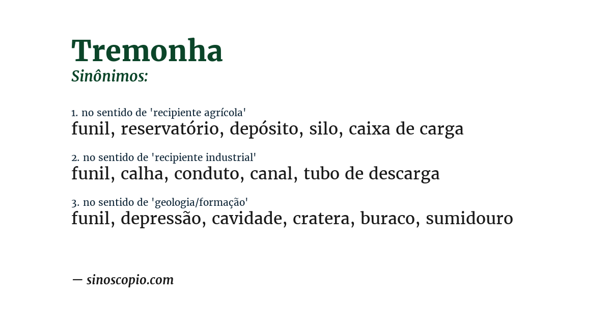 Sinônimo de tremonha