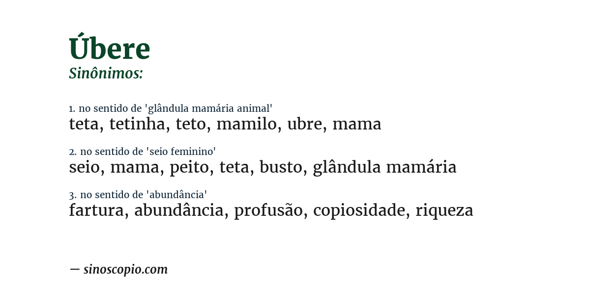Sinônimo de úbere