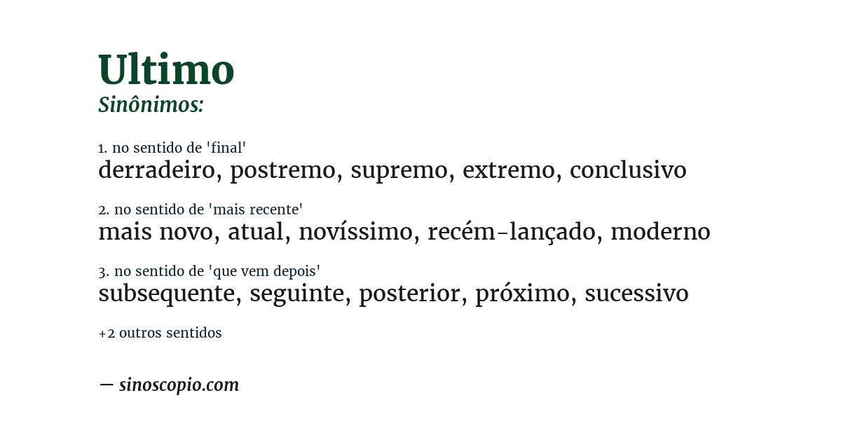 Sinônimo de ultimo