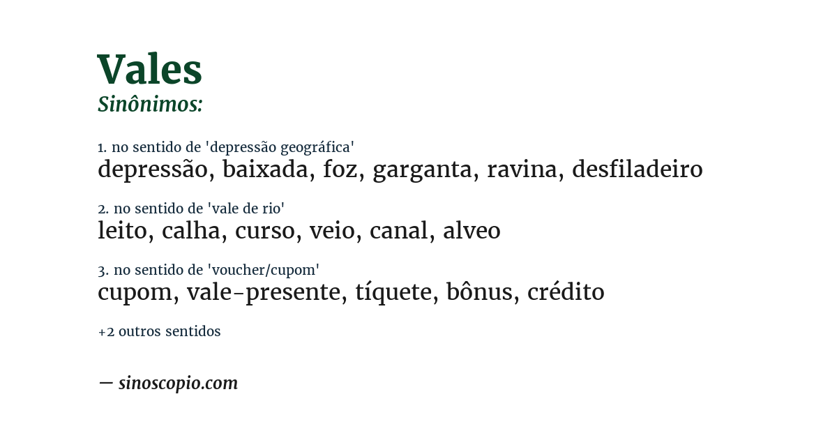 Sinônimo de vales