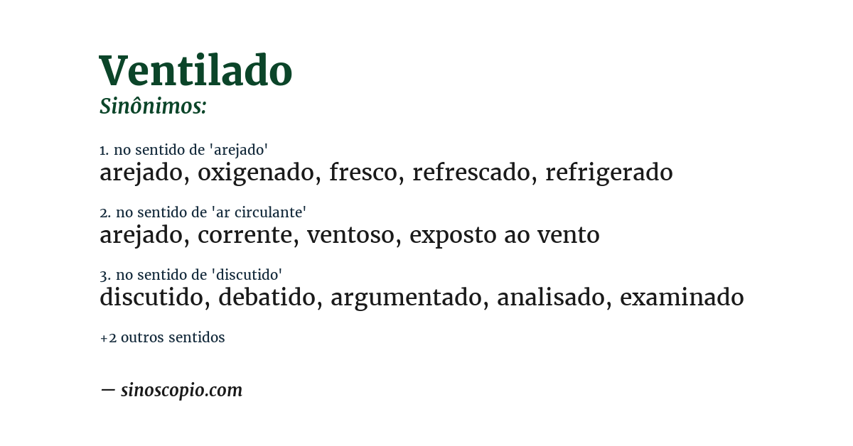 Sinônimo de ventilado