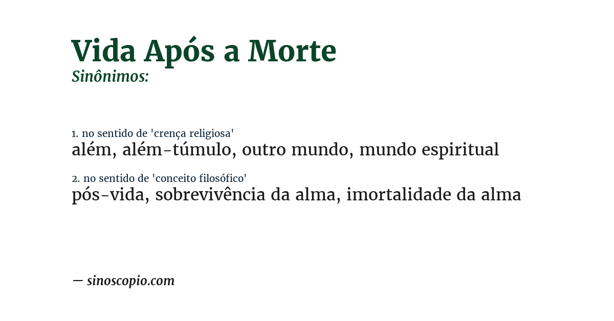 Sinônimo de vida após a morte