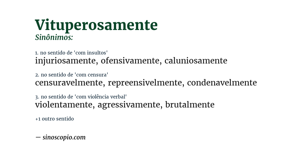 Sinônimo de vituperosamente