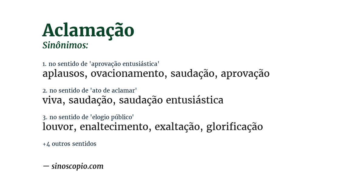 Sinônimo de aclamação