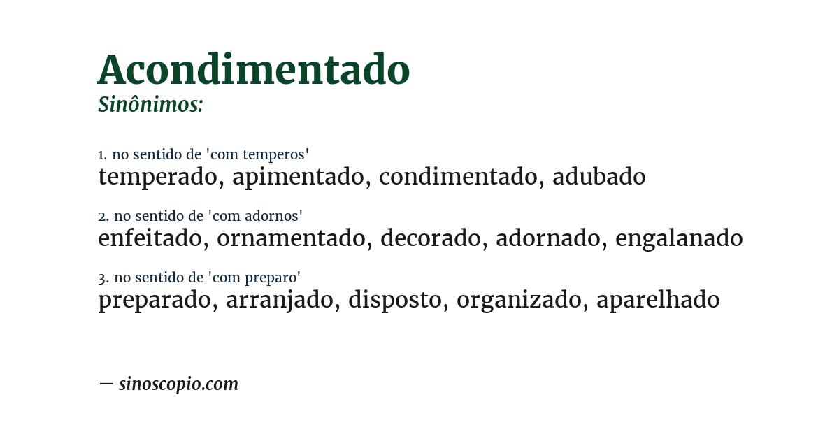 Sinônimo de acondimentado
