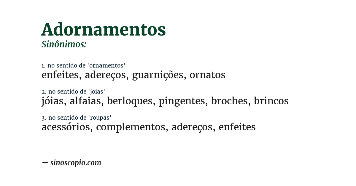 Sinônimo de adornamentos