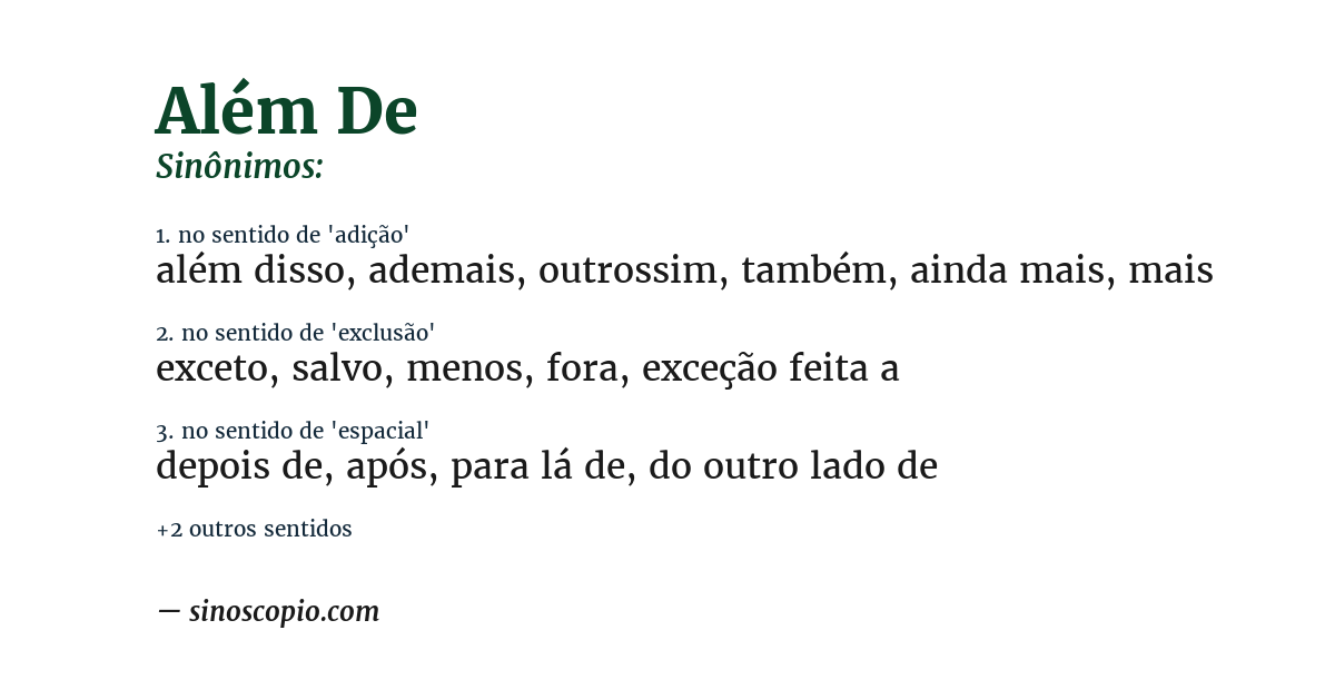 Sinônimo de além de
