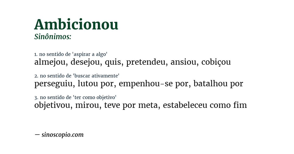 Sinônimo de ambicionou
