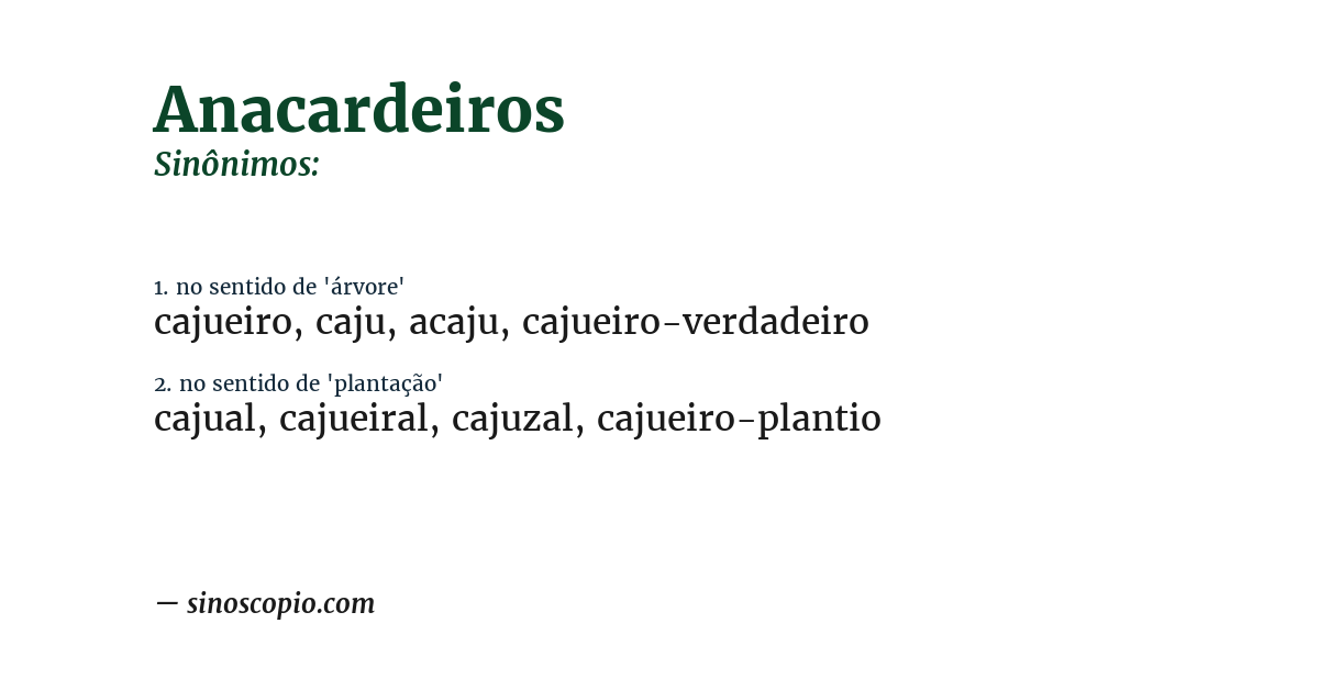 Sinônimo de anacardeiros